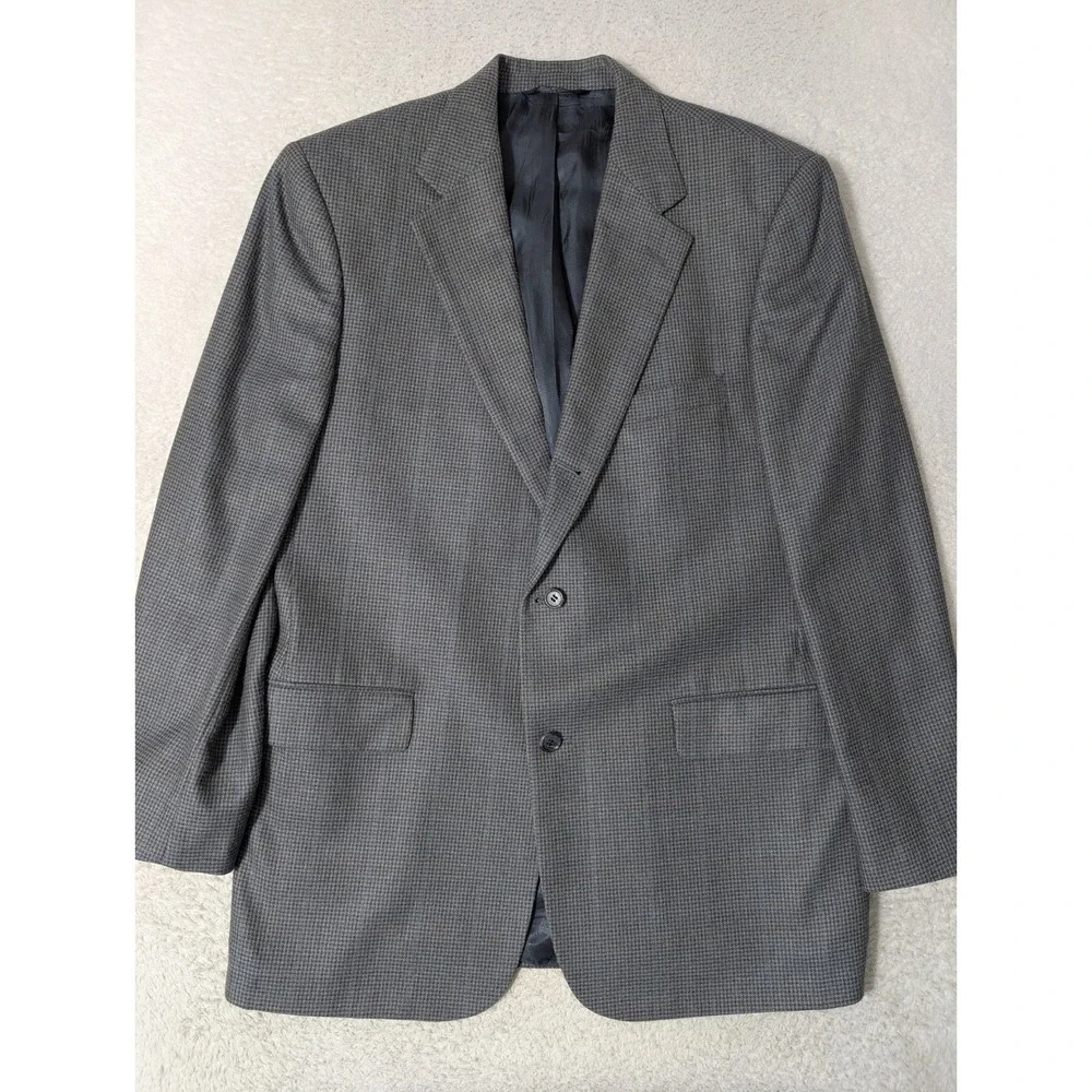 Brooks Brothers Men's 41R Wool/Silk Blazer Blue/Gray Houndstooth  Sports‎ Coat